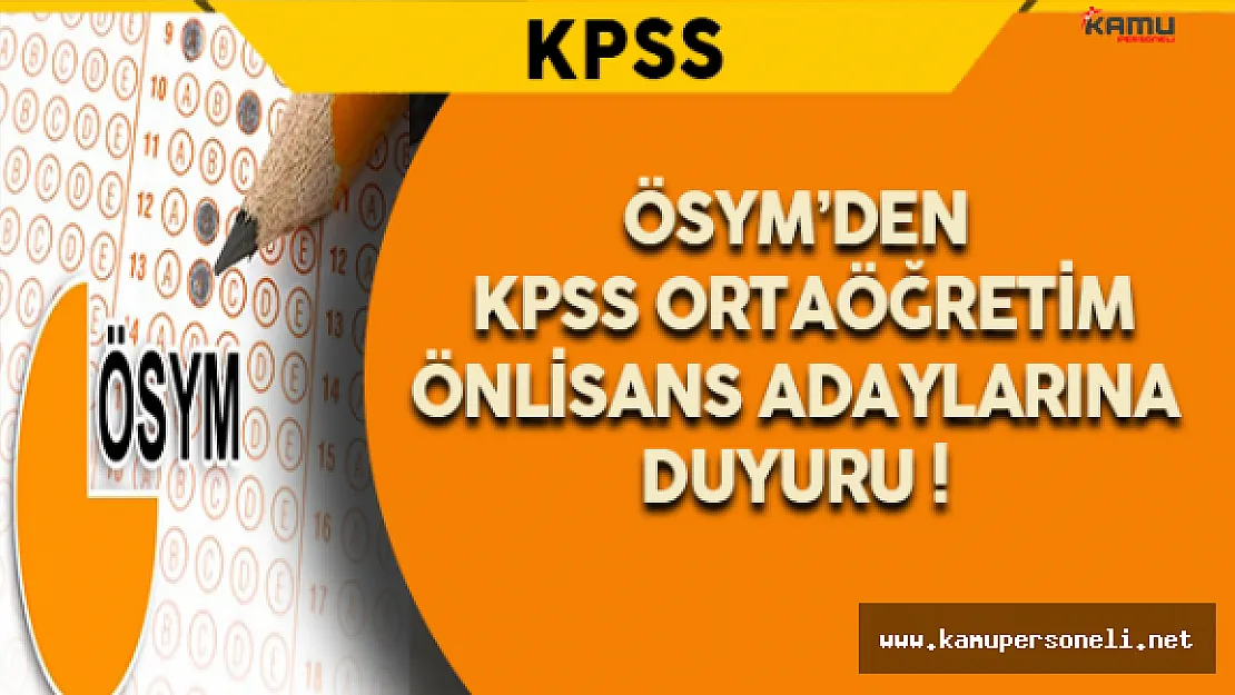 ÖSYM'den 2016 KPSS Ortaöğretim/Önlisans Adaylarına Duyuru