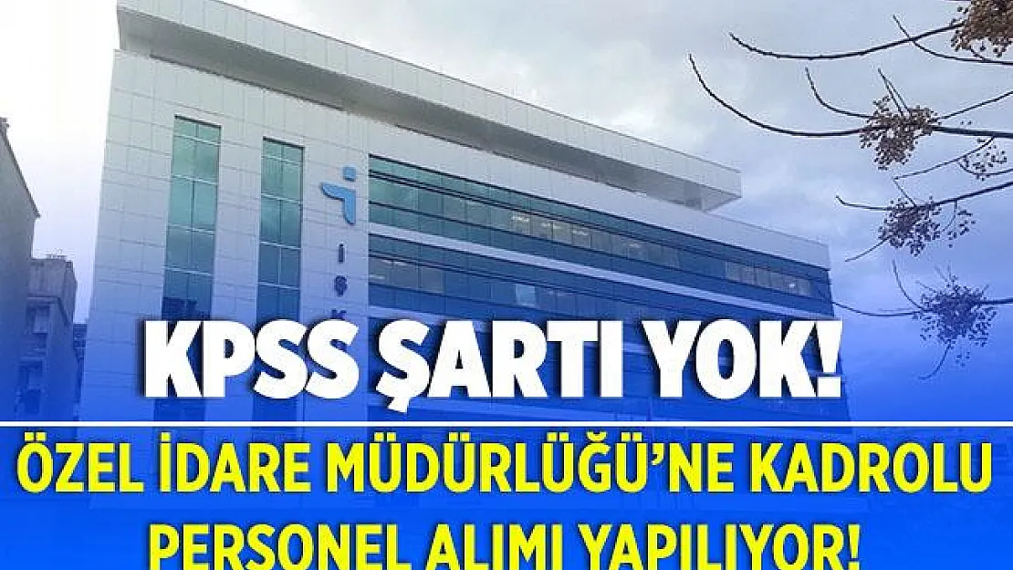 Özel İdare Müdürlüğü'ne kadrolu personel alımları başladı! KPSS şartı yok!