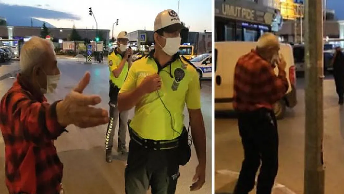Polisi görünce maske takan yaşlı adam ceza yemekten kaçamadı!