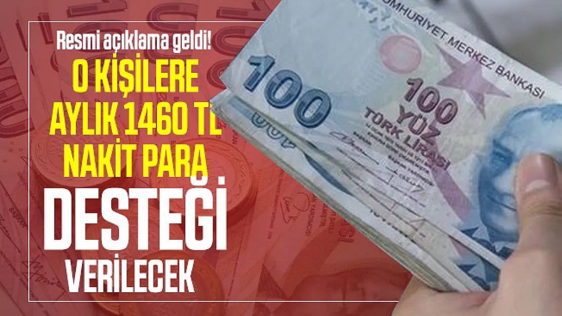 Resmi açıklama geldi! O kişilere aylık 1460 TL nakit para desteği verilecek