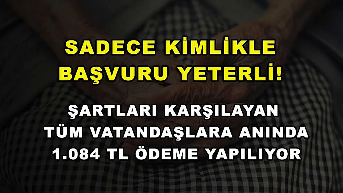 Sadece kimlikle başvuru yeterli! Şartları karşılayan tüm vatandaşlara anında 1.084 TL ödeme yapılıyor