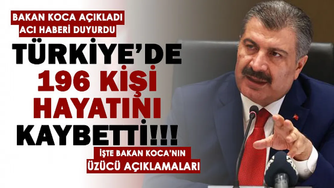 Sağlık Bakanı Koca acı haberi paylaştı: 196 kişi hayatını kaybetti