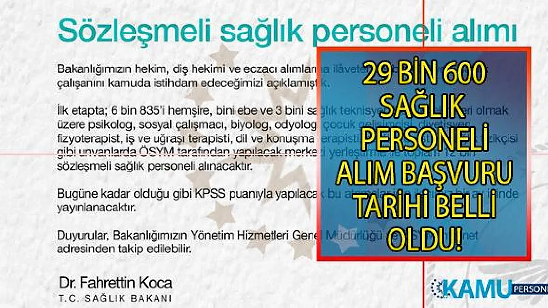 Sağlık Bakanlığı 12 bin personel alımı başvuruları ne zaman? Sözleşmeli sağlık Personeli alımı başvuru şartları nelerdir?