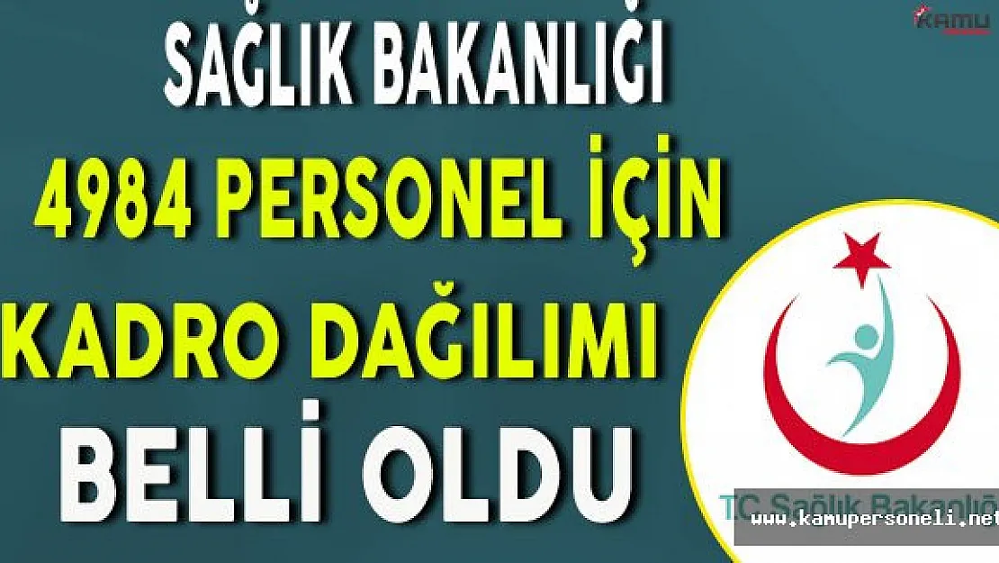Sağlık Bakanlığı'na Alınacak 4984 Personelin Kadro Dağılımı Belli Oldu