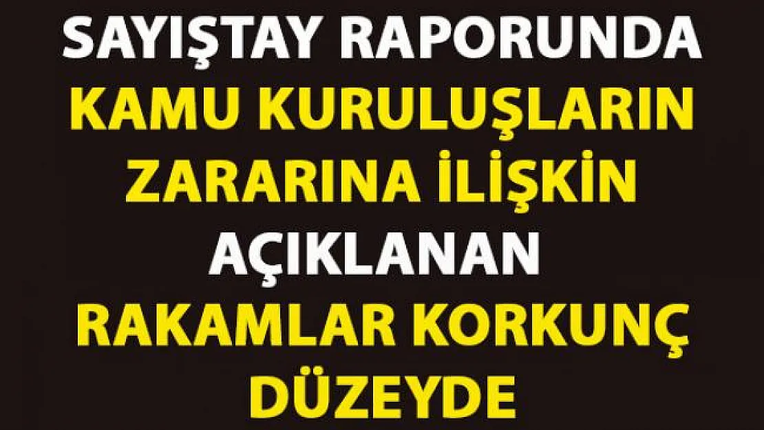 Sayıştay Raporunda, kamu kuruluşların zararına ilişkin açıklanan rakamlar