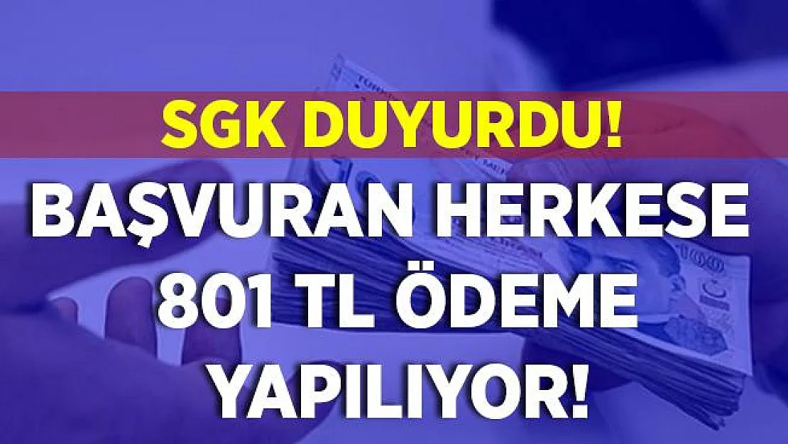 SGK duyurdu! Başvuru yapan herkese 801 TL ödeme yapılıyor! 5 yıl içinde başvuru yapmalısınız!