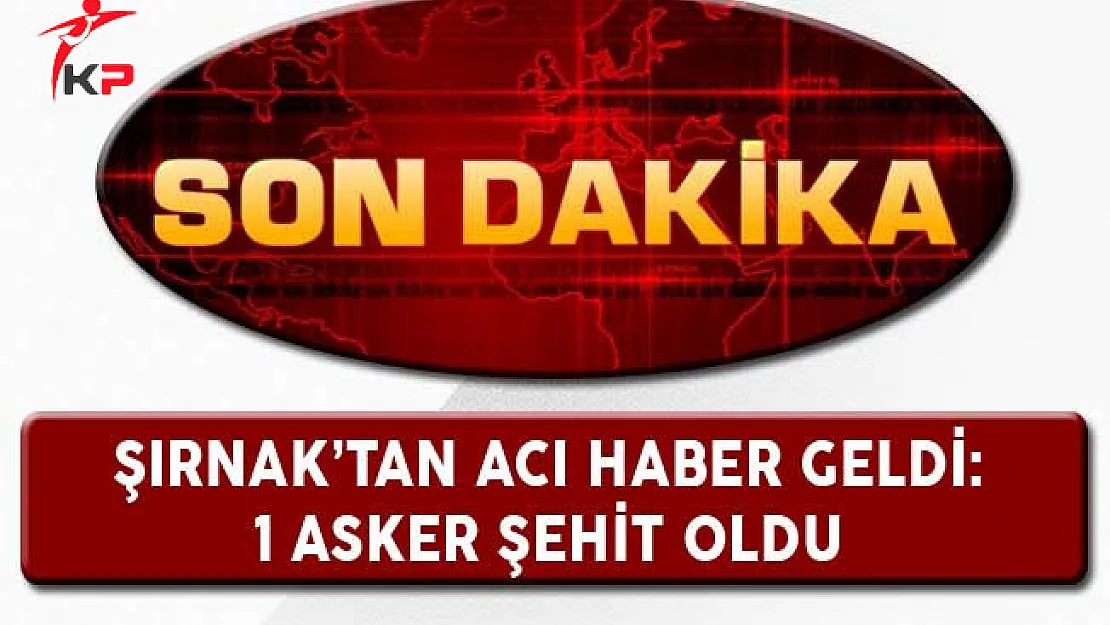 Şırnak'tan Acı Haber Geldi: 1 Asker Şehit Oldu