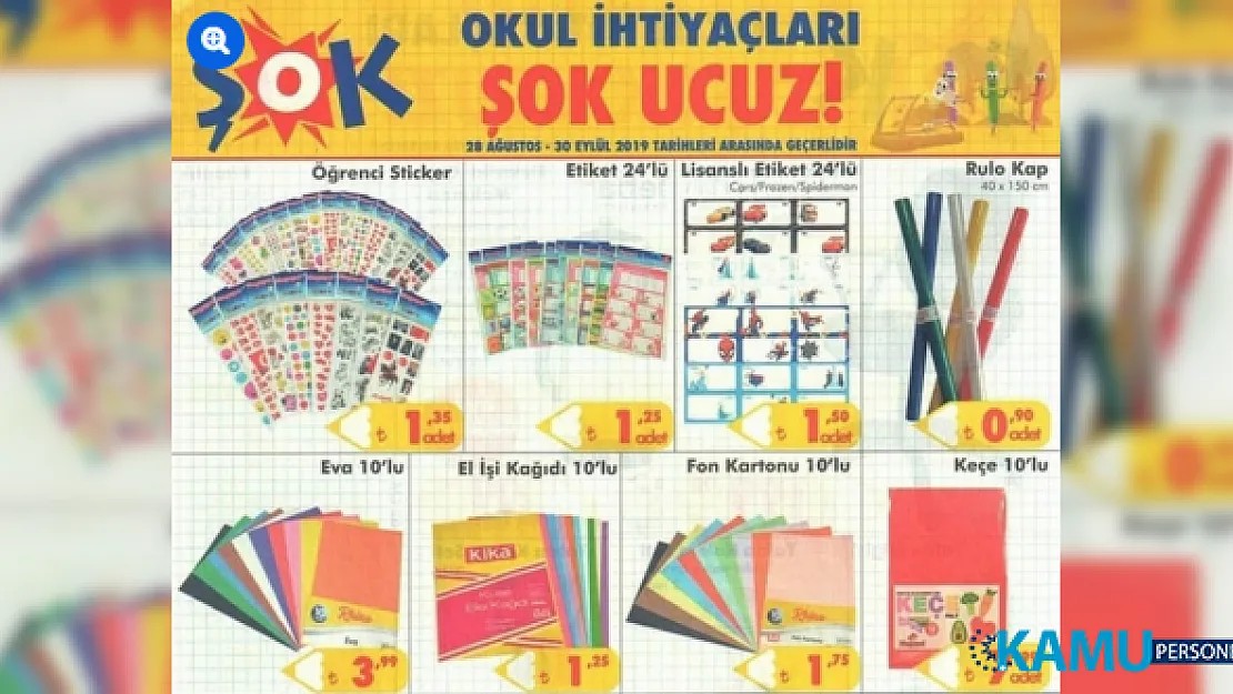 ŞOK indirimli kırtasiye ürünleri kataloğu - Eylül 2019