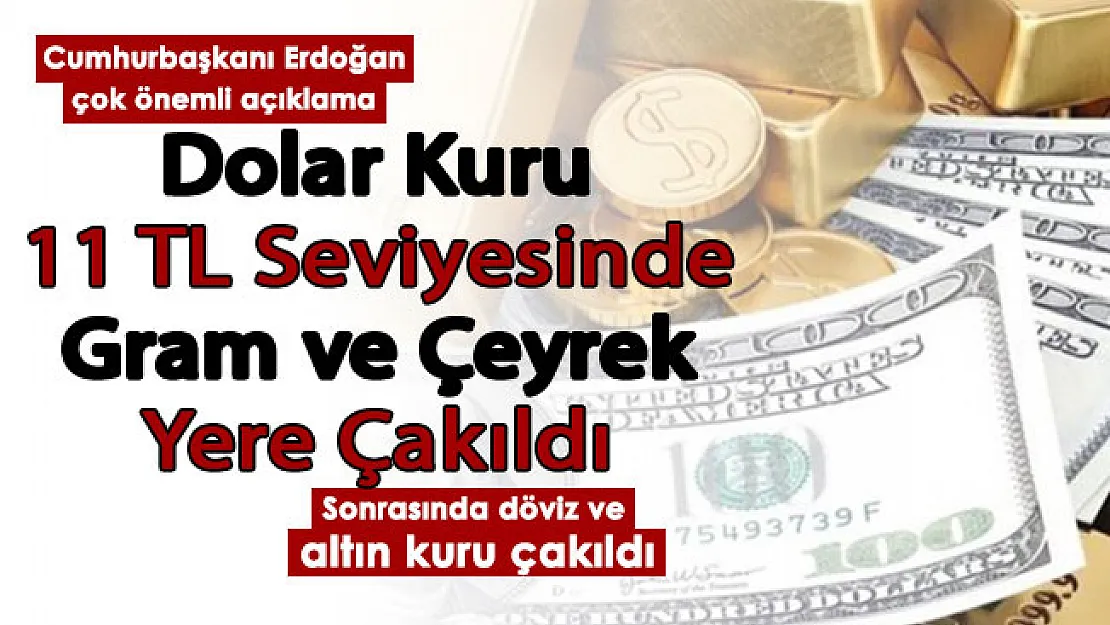 Son dakika Cumhurbaşkanı Erdoğan'ın açıklaması sonrası dolar 11 lira seviyesinde! Gram altın ve çeyrek altın fiyatları çakıldı