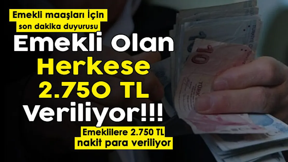 Son dakika duyurusu yayımlandı: Emekli maaşı olan herkese 2 bin 750 lira para veriliyor