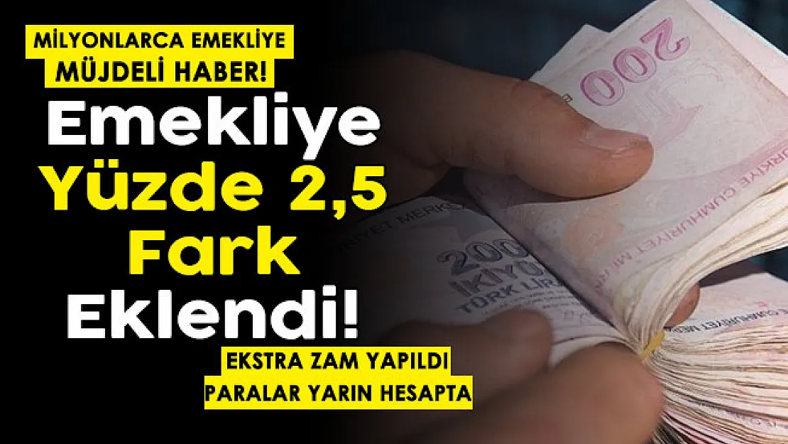 Son dakika milyonlarca emekliye müjdeli haber verildi: Emekli maaşlarına yüzde 2,5 zam farkı yapıldı! Paralar yarın hesaplara yatıyor