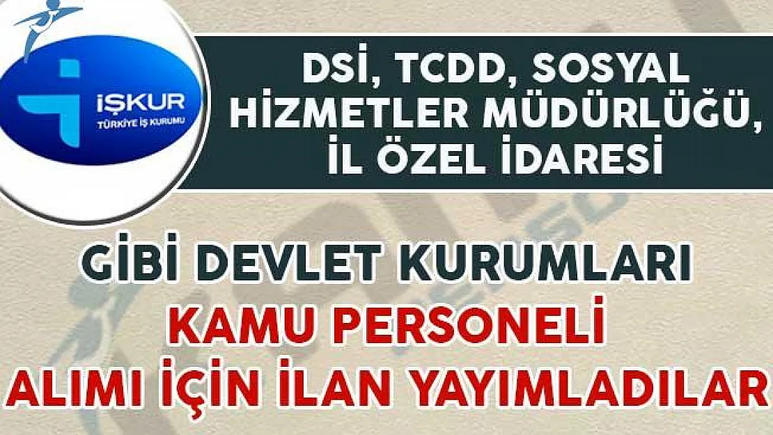 Sosyal Hizmetler Müdürlüğü, DSİ, TCDD Gibi Kurumlar Kamu Personeli Alıyor