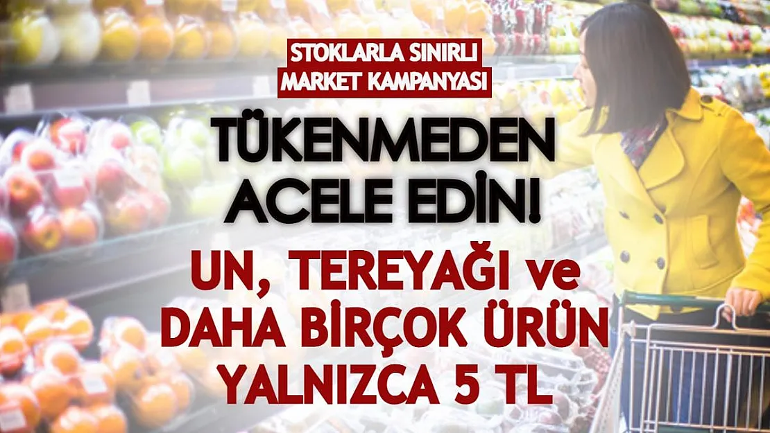 Stoklarla sınırlı market kampanyası: Tükenmeden acele edin! Tereyağı, un ve daha birçok ürün 5 TL oldu!