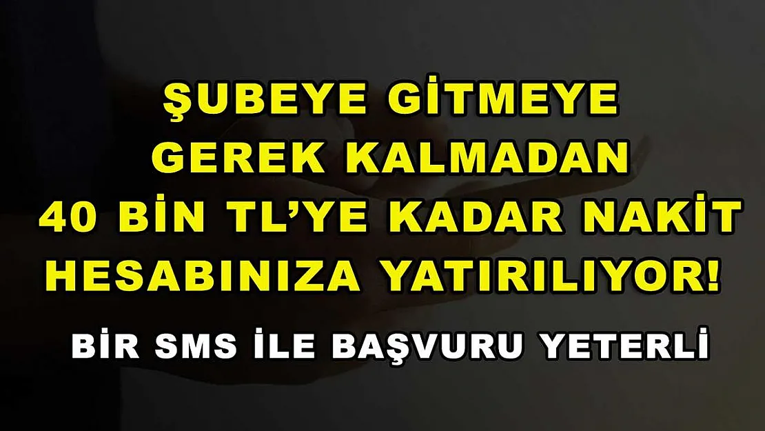 Şubeye gitmeye gerek kalmadan 40 bin TL'ye kadar nakit hesabınıza yatırılıyor! Bir SMS ile başvuru yeterli