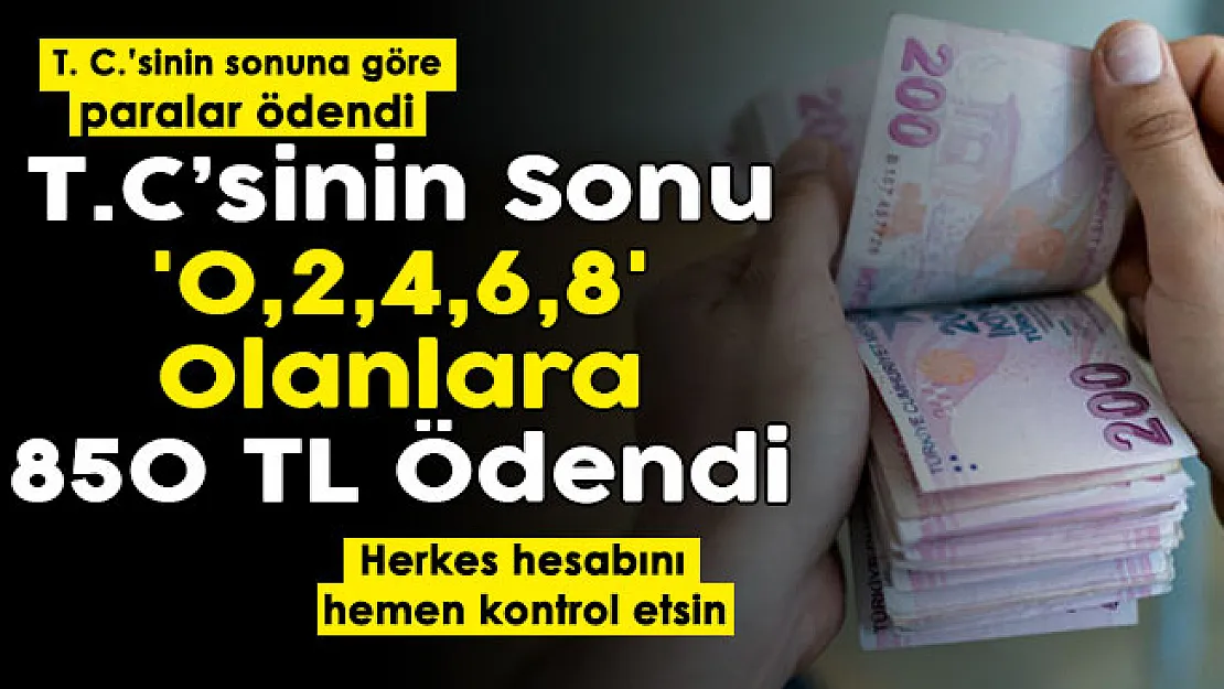 T. C. Kimlik Numarası sonu '0,2,4,6,8' olanlara para ödemesi yapıldı! Hesaplara 850 lira yatırıldı