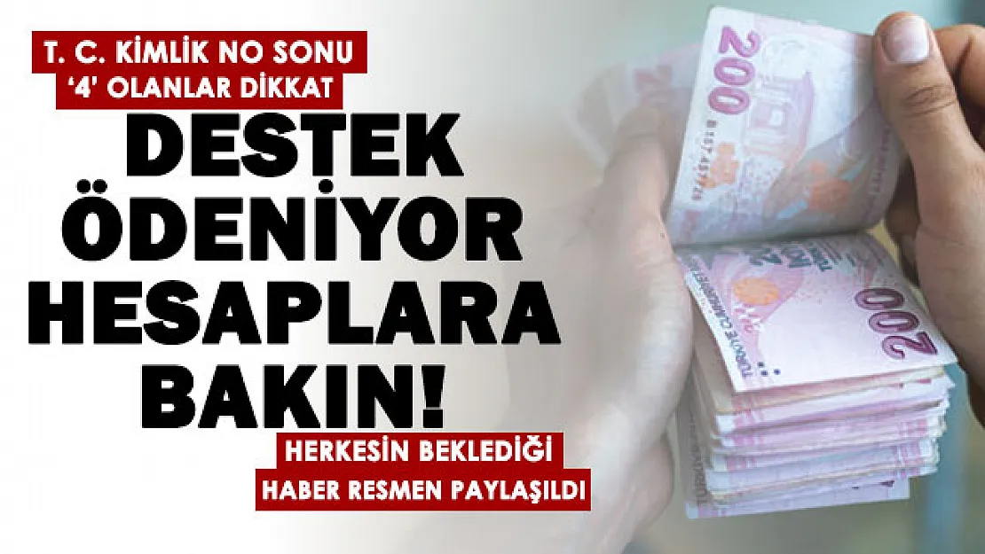 T. C. Kimlik Numarasının sonu '4' olanlar dikkat! Destek ödemeleri başladı: Hesaplarınızı kontrol edin