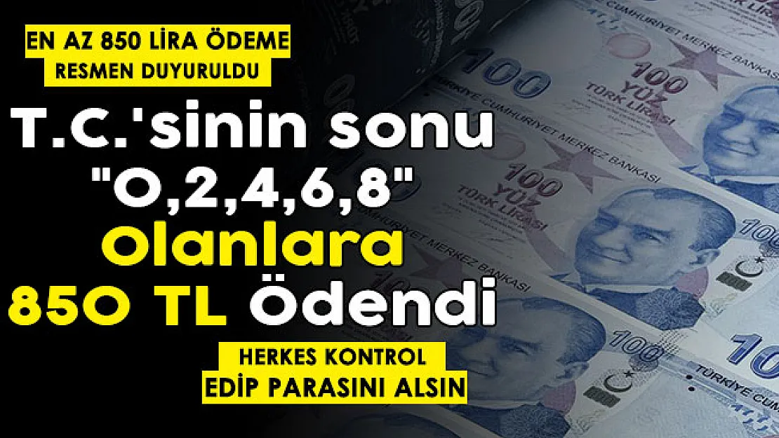 T.C.'sinin sonu '0,2,4,6,8' olanların hesabına en az 850 lira yatırıldı! Hesabınızı kontrol edip, ödemenizi alın