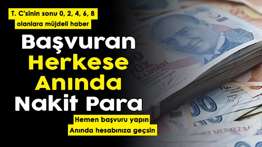 T. C'sinin sonu 0, 2, 4, 6, 8 olup başvuranlara nakit para veriliyor! Paralar anında banka hesabınıza geçiyor