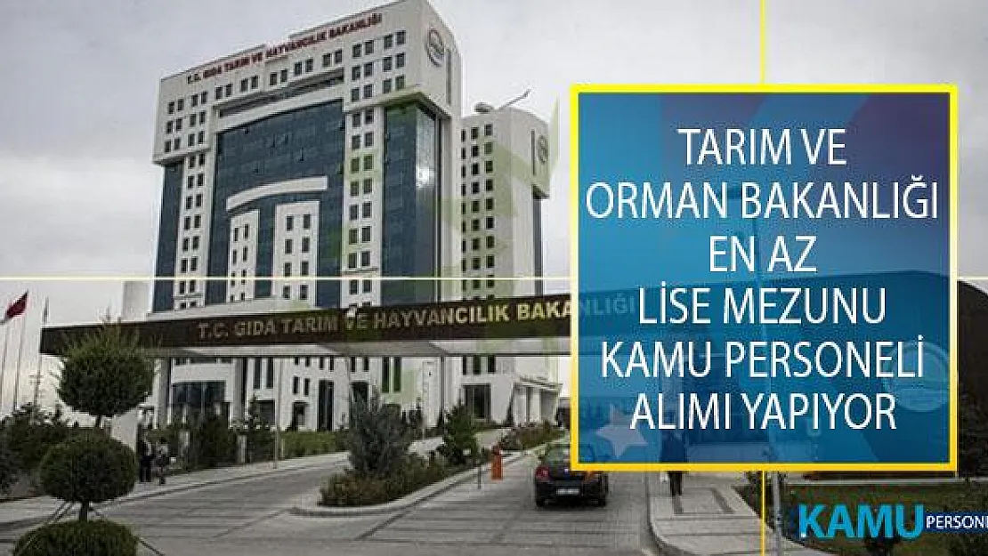 Tarım ve Orman Bakanlığı En Az Lise Mezunu Kamu Personeli Alımı İş İlanı Yayımladı!