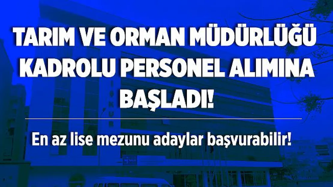 Tarım ve Orman Müdürlüğü kadrolu personel alımına başladı! En az lise mezunu adaylar başvuruda bulunabilir!