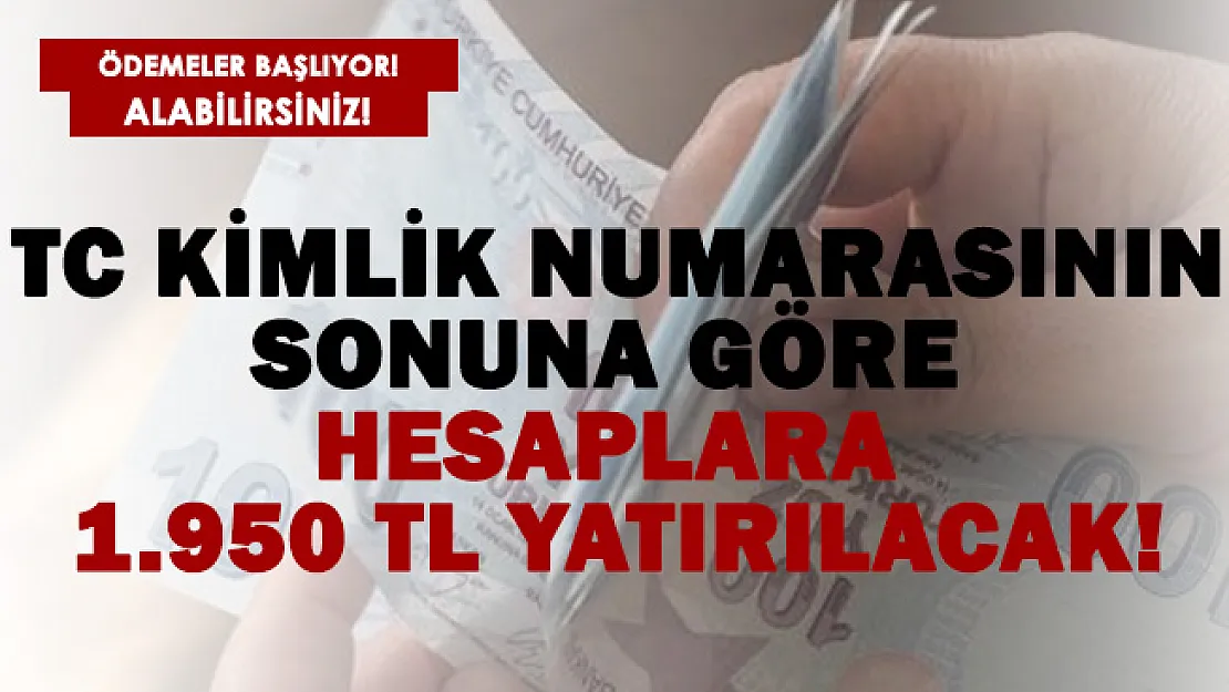 TC kimlik numarasının sonuna göre hesaplara 1.950 TL yatırılacak!