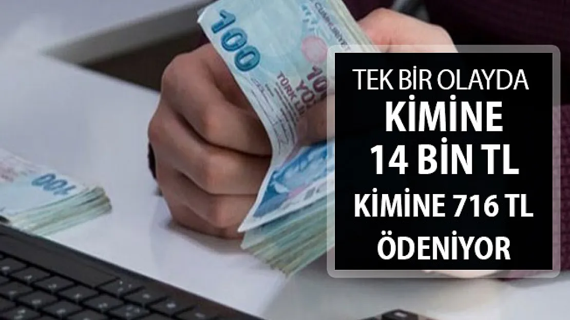 Tek Bir Olayda Kimine 14 Bin TL Kimine 716 TL Ödeme Yapılıyor