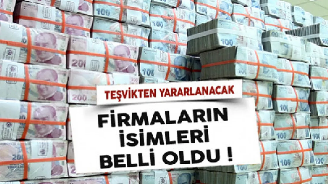 Teşvikten Yararlanacak Firmaların İsimleri Belli Oldu!