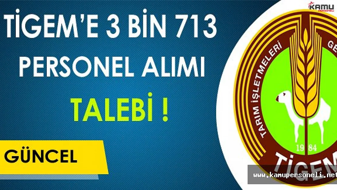TİGEM'e 3 Bin 713 Personel Alım Talebi !