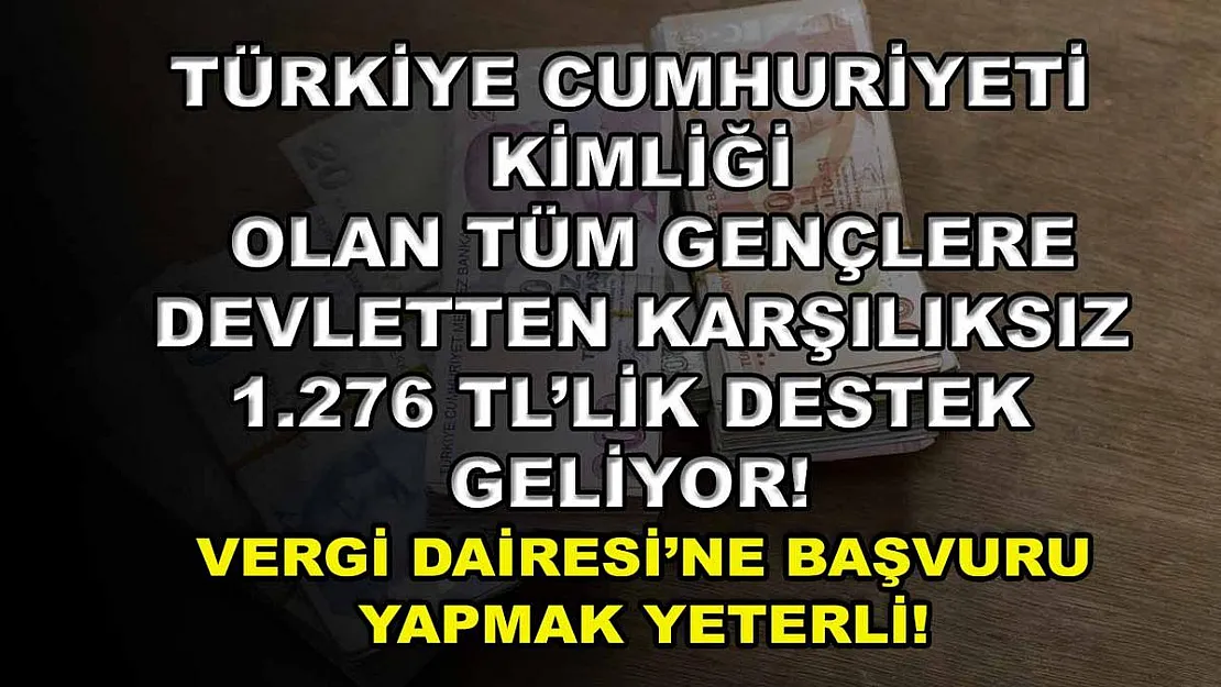 Türkiye Cumhuriyeti kimliği olan tüm gençlere devletten karşılıksız 1.276 TL'lik destek geliyor! Vergi Dairesi'ne başvuru yapmak yeterli!