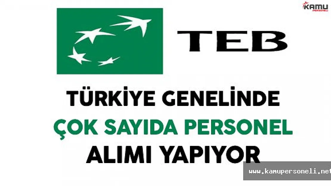 Türkiye Ekonomi Bankası (TEB) Türkiye Genelinde Çok Sayıda Personel Alımı Yapıyor