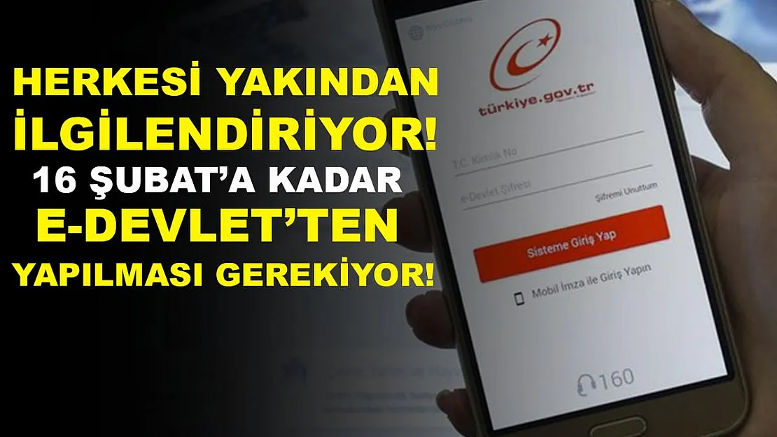 Türkiye'de yaşayan herkesi yakından ilgilendiriyor! 16 Şubat'a kadar E-Devlet'ten yapılması gerekiyor!