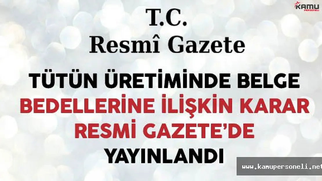 Tütün ve Alkol Piyasası Düzenleme Kurulu Kararı Resmi Gazete'de Yayınlandı