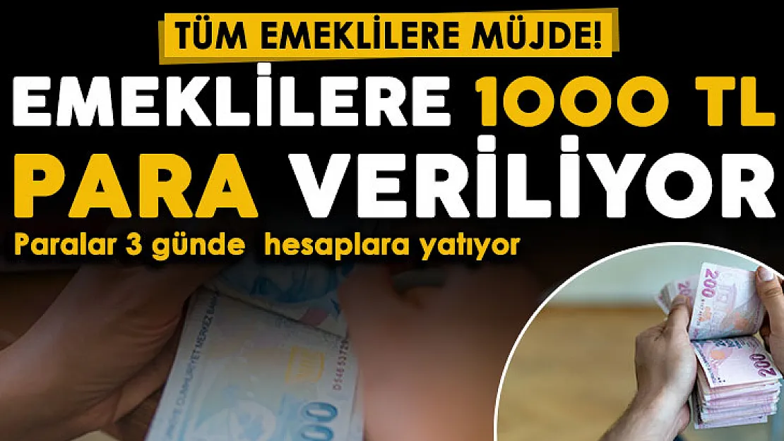 Ülkemizdeki tüm emeklilere ek ödeme müjdesi! 3 gün içinde hesaplara yatacak: Emeklilere 1000 lira para veriliyor!