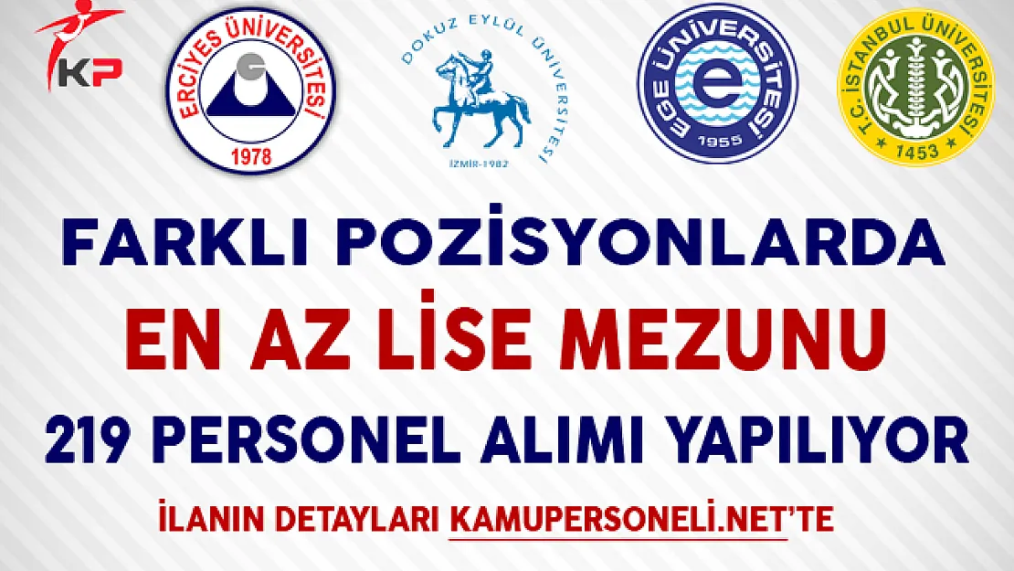 Üniversitelere En Az Lise Mezunu 219 Memur Personel Alımı Yapılıyor