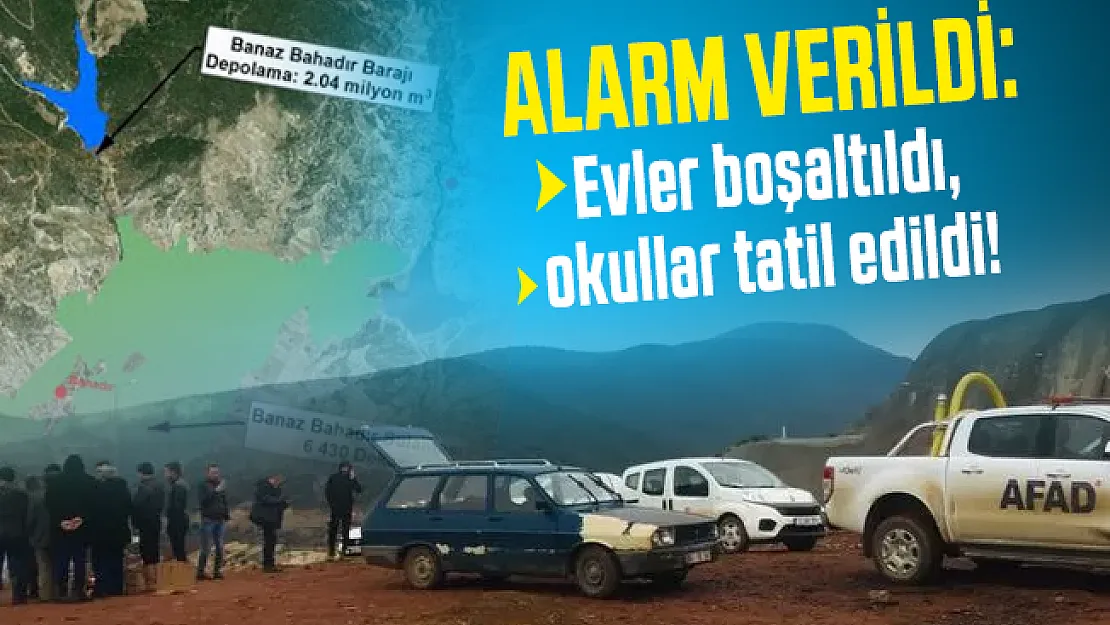 Uşak'ın Banaz ilçesindeki Bahadır Barajı'nda alarm verildi: Evler boşaltıldı, okullar tatil edildi!