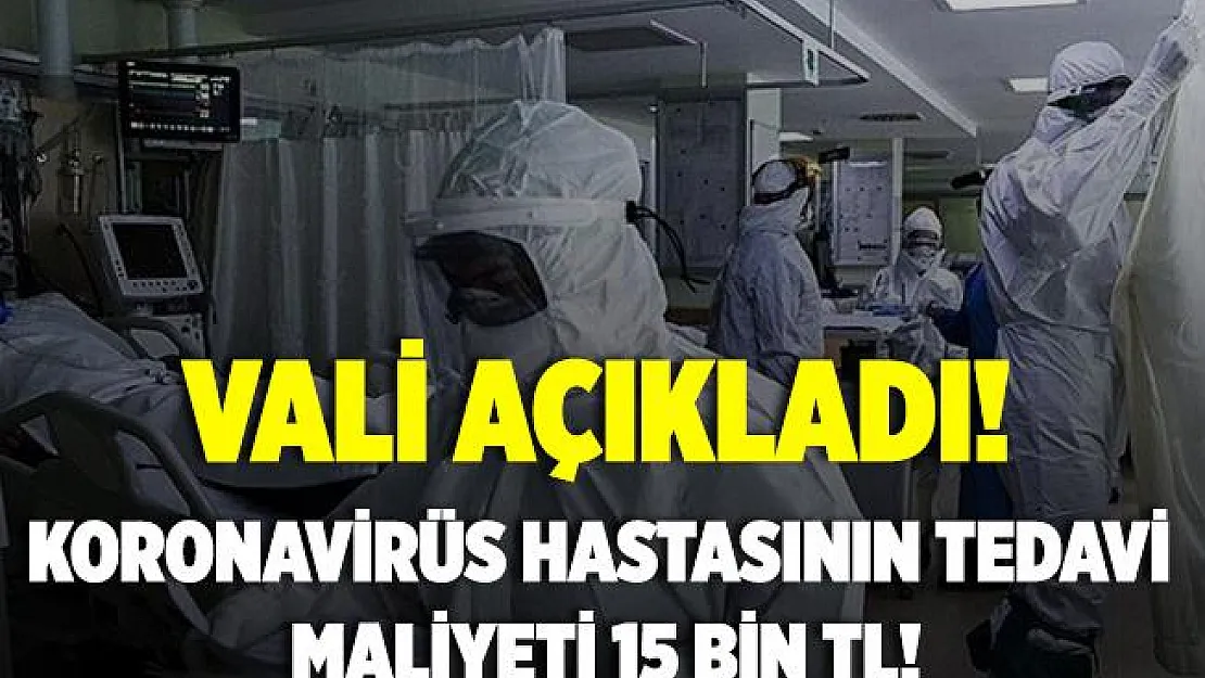 Vali açıkladı! Koronavirüs hastasının tedavi maliyeti 15 bin TL!