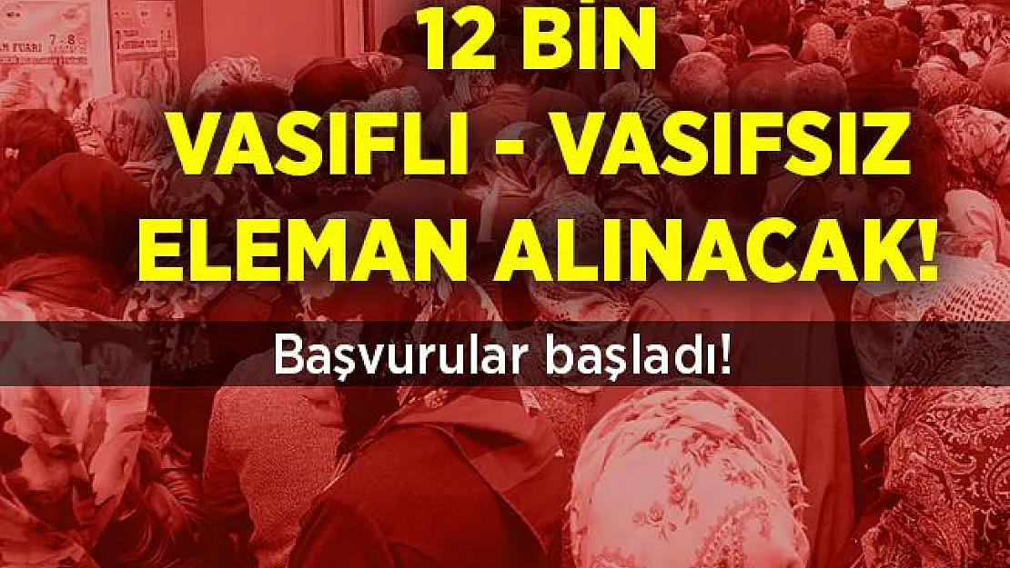 Vasıflı vasıfsız 12 bin eleman alımı yapılacak! Başvurular İŞKUR üzerinden!