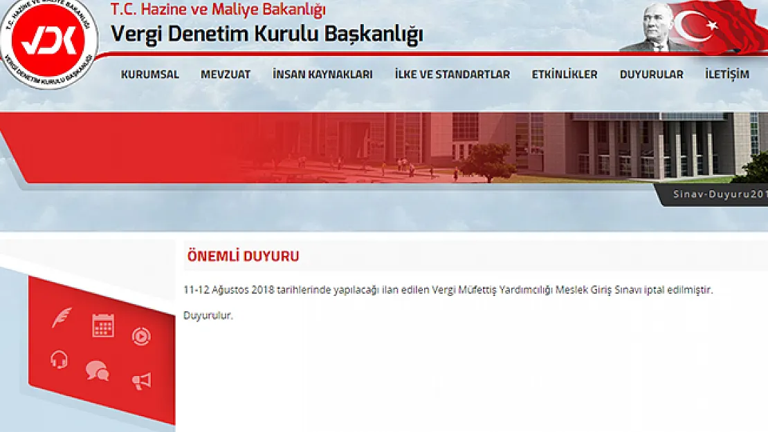Vergi Denetim Kurulu (VDK) Vergi Müfettiş Yardımcılığı Sınavını İptal Ettiğini Duyurdu!