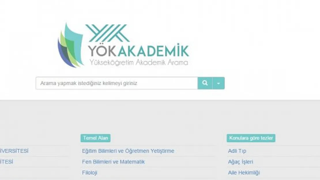 YÖK Akademik Arama Sistemi Devrede