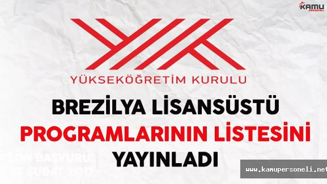 YÖK Brezilya Lisansüstü Programlarının Güncel Listesini Yayınladı
