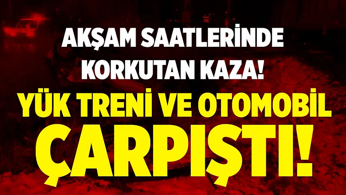 Yük treni ile otomobil çarpıştı! Otomobil 10 metre sürüklendi!