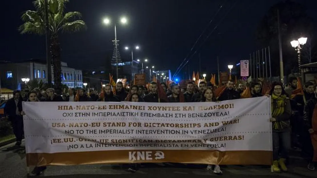 Yunanistan'da Venezuela için ABD karşıtı gösteri