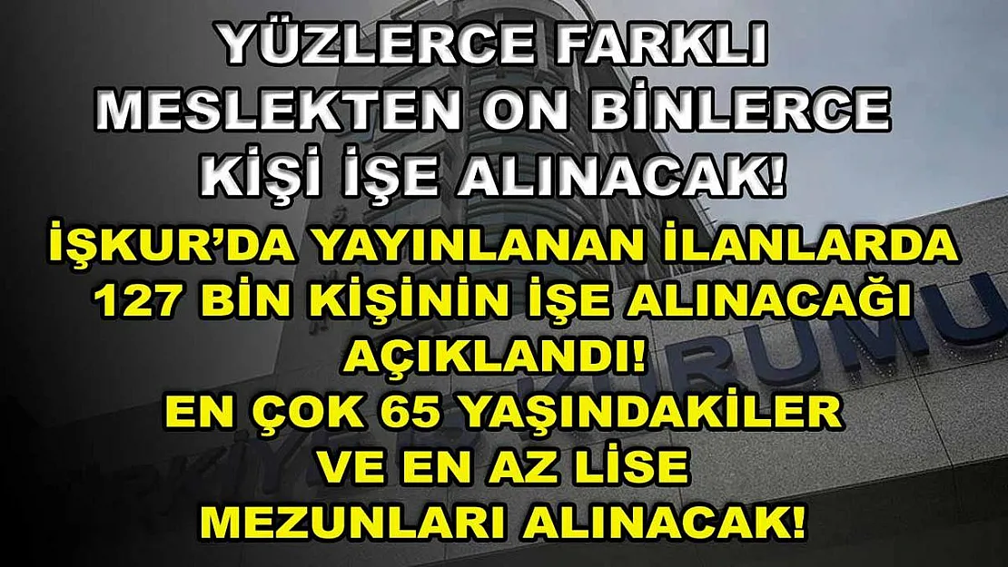 Yüzlerce Farklı Meslekten On Binlerce Kişi İşe Alınacak! İŞKUR'da Yayınlanan İlanlarda 127 Bin Kişinin İşe Alınacağı Açıklandı! En Çok 65 Yaşındakiler ve En Az Lise Mezunları Alınacak!