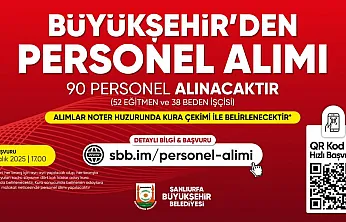 Şanlıurfa Büyükşehir Belediyesi'nde istihdam hamlesi: 90 Personel alınacak