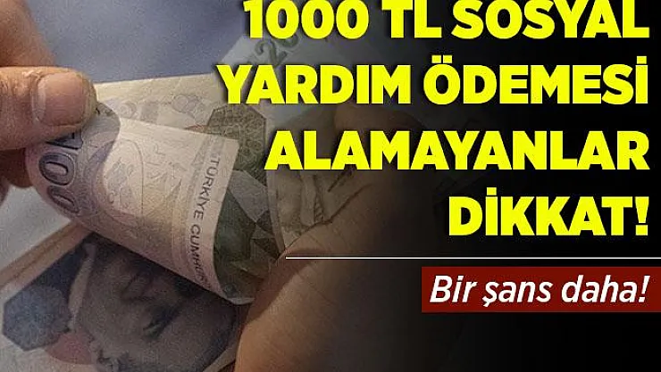 1.000 TL Sosyal Pandemi Yardımı alamayanlar dikkat! Bir şans daha! 1.000 TL Pandemi Yardımı için..