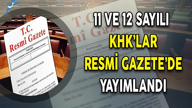 11 ve 12 Sayılı Cumhurbaşkanlığı KHK'sı Resmi Gazete'de Yayımlandı