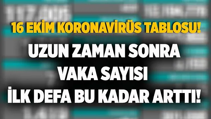 16 Ekim Türkiye koronavirüs tablosu! Uzun zaman sonra ilk defa vaka sayısı bu kadar arttı!