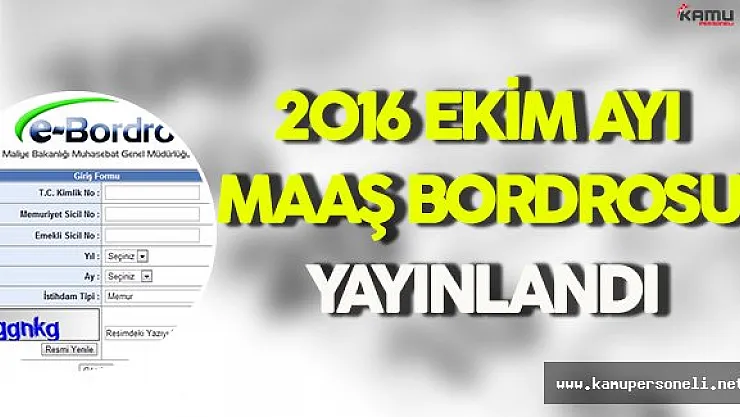2016 Ekim Maaş Bordrosu Yayınlandı !