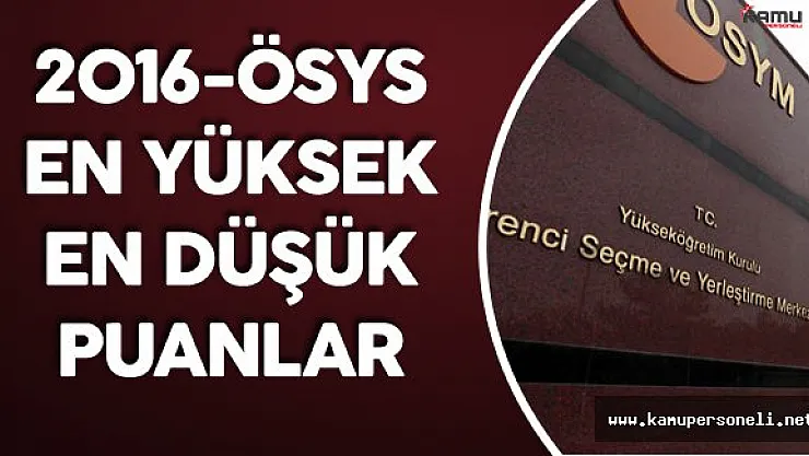 2016 ÖSYS Yerleştirme Sonuçlarına Göre En Düşük ve En Yüksek Puanlar Yayımlandı