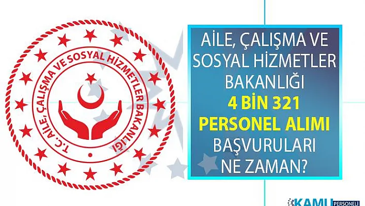 2019 yılı sonuna kadar Aile, Çalışma ve Sosyal Hizmetler Bakanlığı ASDEP personeli dahil KPSS şartsız ve şartlı olmak üzere en az ilköğretim, lise, önlisans ve lisans mezunu 4 bin 321 personel alımı yapacağını duyurdu.